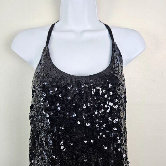 Maner Womens Glitter Sequin Dress Adjustable Spaghetti Straps Size Large Party - Picture 6 of 13